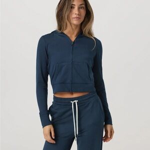 Vuori Women's Hali Mini Full Zip Blue Hoodie